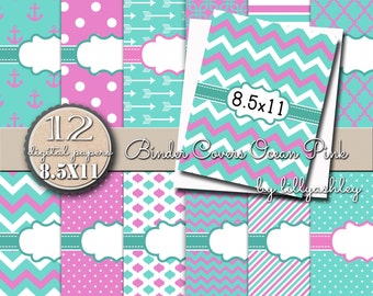 Binder Cover Printables Pack of 12 with spines-8.5x11 JPG format (not editable)- Printable Binder Covers 4 school planner recipe binder etc!