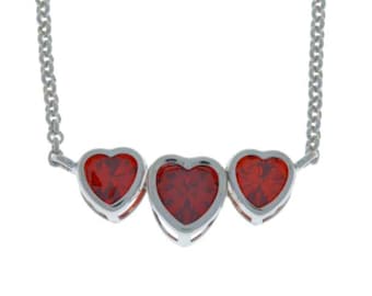 2 Ct Garnet Heart Bezel Pendant .925 Sterling Silver