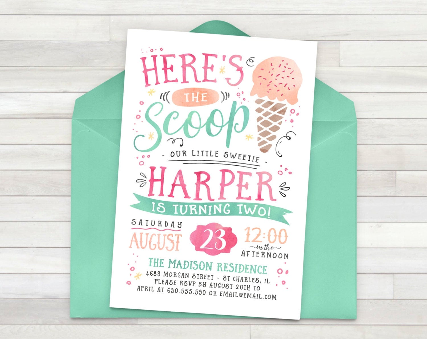 Ice Cream Birthday Invitations 6