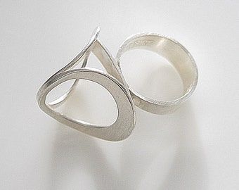 Erik Granit Sterling Silver Geometric Ring Minimalist, Modernist Vintage Ring - Finland Finnish Jewelry