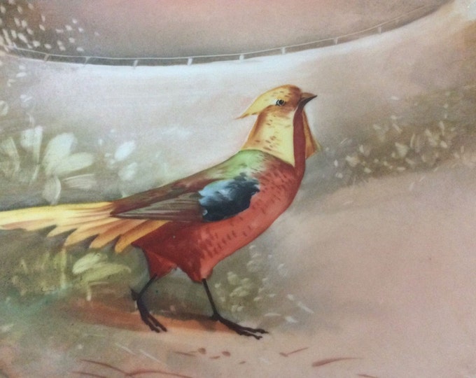 Antique Limoges B and H Game Bird Hand Painted Golden Pheasant