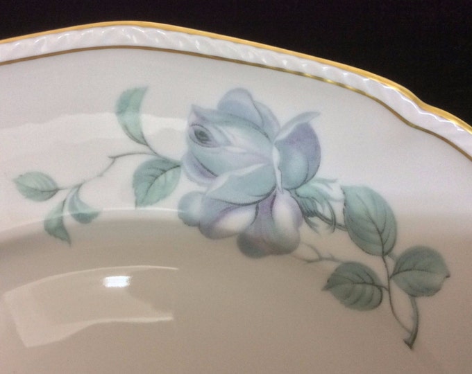 Royal Tettau Dinner Plate, Bone China, Blue Roses Dinnerware, Vintage Plate, Germany US Zone - Tableware - Damask Rose Pattern 13802