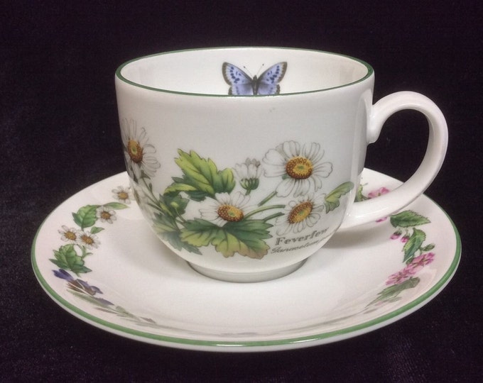 Large Vintage Royal Worcester Herbs Cup & Saucer Set, Botanical Florals, Wild Thyme, Gift For Her