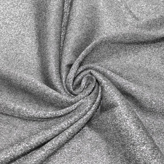 Gunmetal with Silver Metallic Foil Stretch Jersey knit Fabric