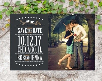 City Birds Photo Save-the-Date Postcard; Vintage