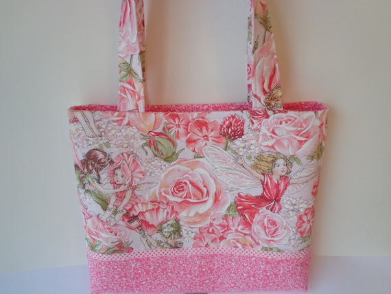 Kids Tote bag Pink Fairy Tote bag Floral Handbag Shoulder