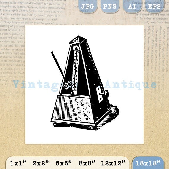 Metronome Image Graphic Download Music by VintageRetroAntique
