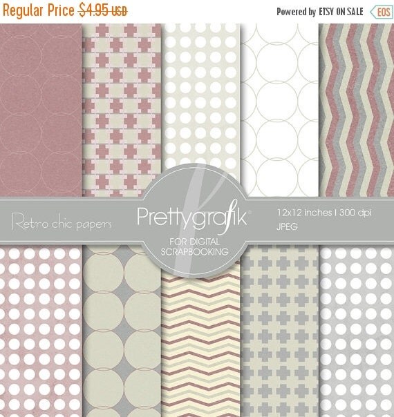 80% OFF SALE Retro Chic digital paper, commercial use, scrapbook papers, background - PS500 Il_570xn