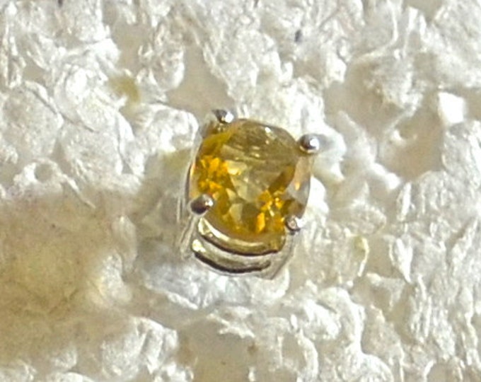 Man's Citrine Stud, 9x7mm Oval, Natural, Set in Sterling Silver 930M