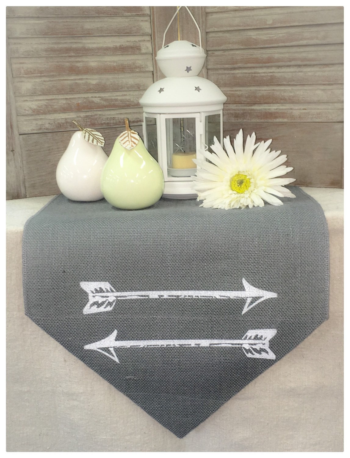 Grey Burlap Table Runner 12 or 14 wide with 2 by CreativePlaces