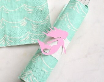 Mermaid Party Decorations - Mermaid Napkin Wraps & Ocean Napkins - Under the Sea Party Decorations