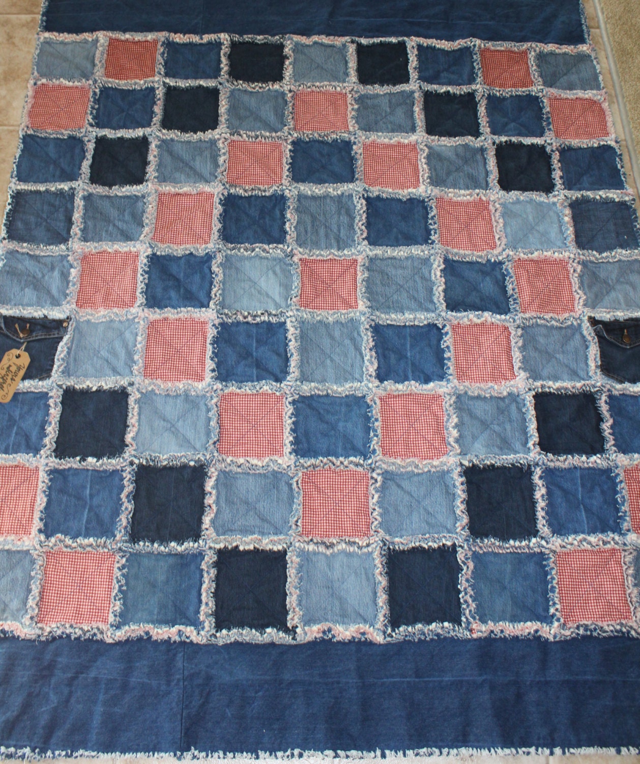 Memory Quilt Denim Rag Quilt Blue Jean Quilt Denim Quilt