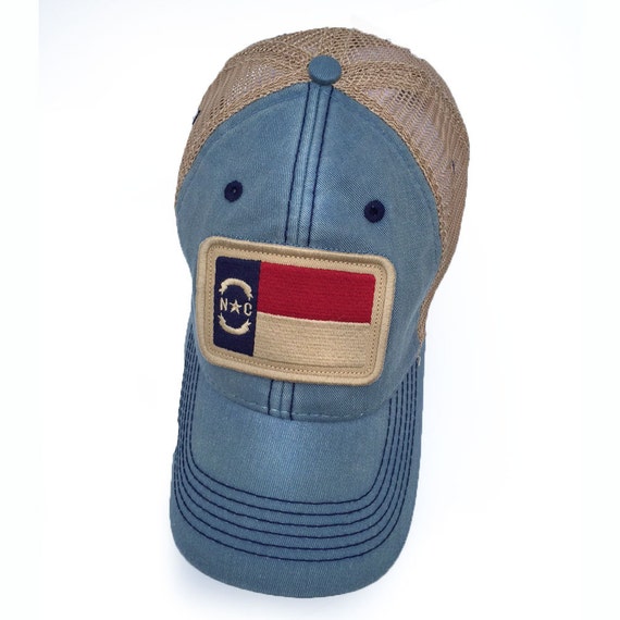 North Carolina Flag Patch Trucker Hat Americana Blue
