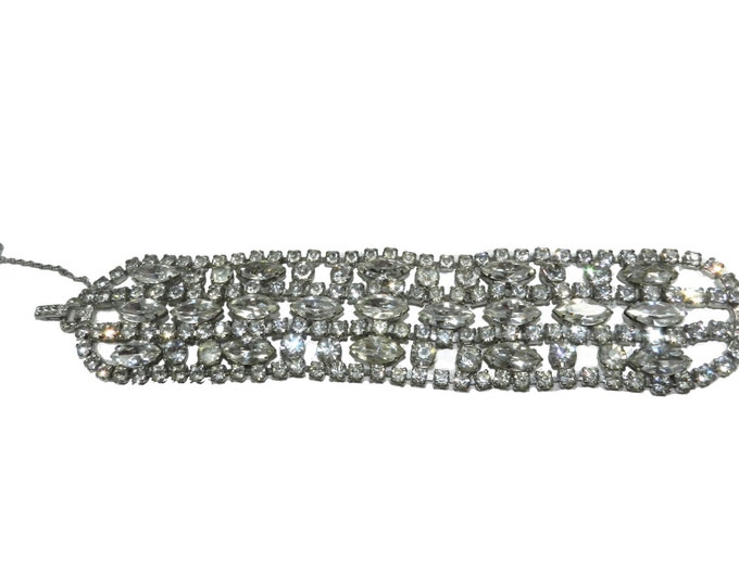 Vintage Rhinestone Bracelet, Formal Bracelet, Hollywood Regency Bracelet, High End Vintage Jewelry, Bridal Prom Ball Bracelet