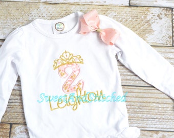 Pink and Gold birthday Shirt in princess theme, princess 1st 2nd 3rd 4th 5th 6th birthday shirt, Pink and Gold Princess shirt