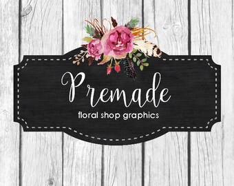 Premade Wood Floral Shop Graphics, Facebook, Etsy Set, Floral Chalkboard Etsy Banner