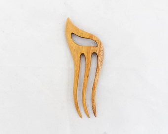 Wood hair fork 3 prong wooden hair sticks, wood carving, wooden hair accessories