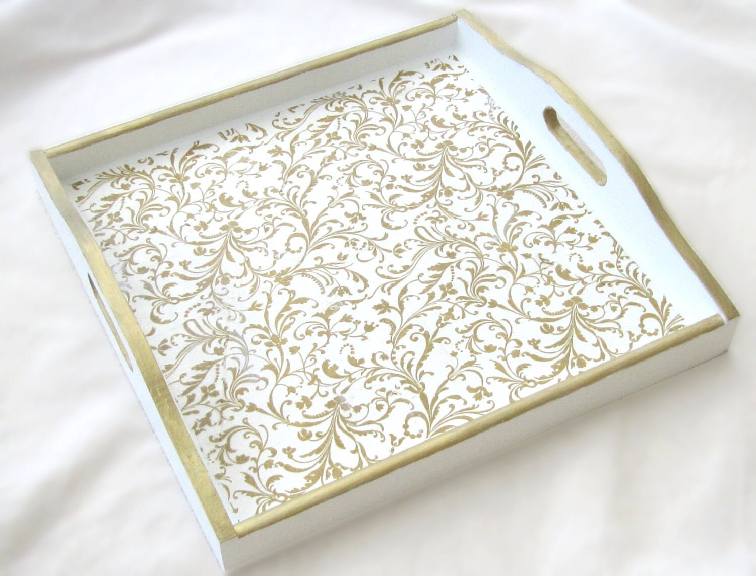 Gold and white decor vanity tray catchall by