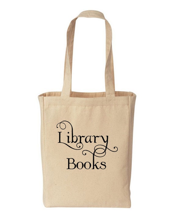 Library Books Natural Cotton Canvas Tote Bag by MinglewoodTrading