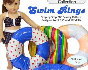 Pixie Faire Doll Tag Clothing Swim Rings Doll Accessories Pattern for 18 inch American Girl Dolls - PDF