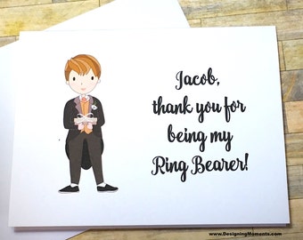 Personalized Ring Bearer Card - Thank you for being my Ring Bearer Tuxedo Card - Wedding Stationery - Ring Bearer Thank You Card DM244