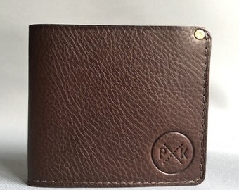 Men's brown leather wallet, brown leather bill fold wallet, brown leather note holder, brown leather card holder, personalised gift