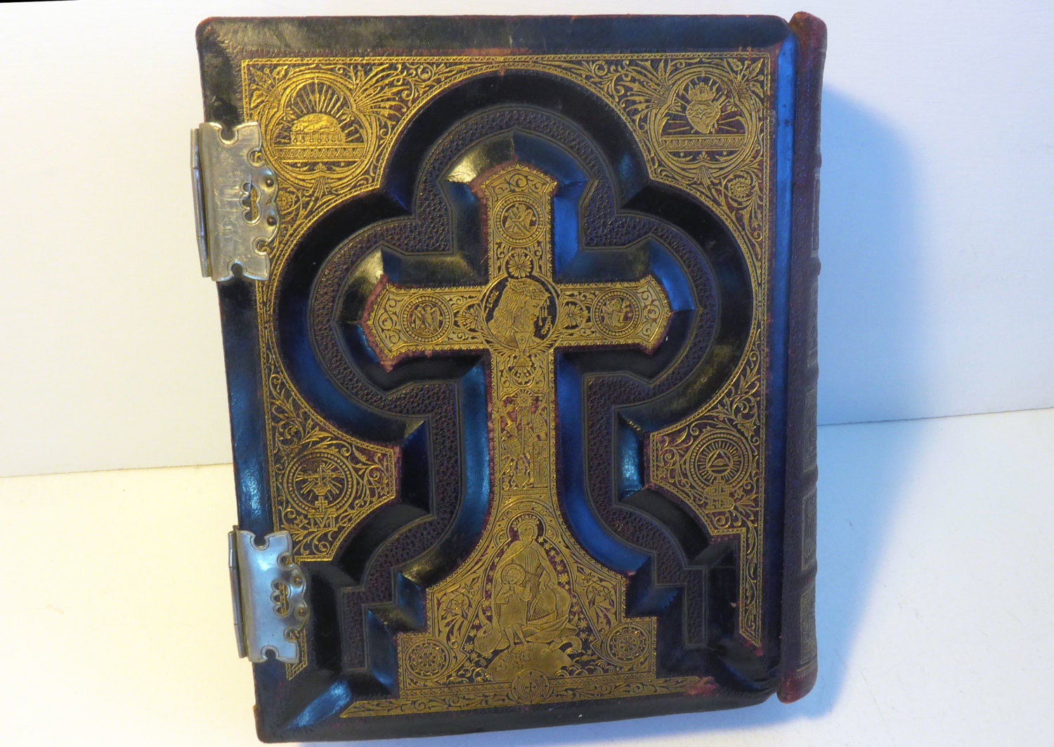 Antique Victorian German Bible 1900s Leatherbound Catholic