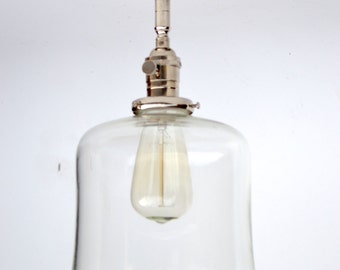 Clear glass Bell Shade Flush Mount or Semi-Flush Mount Ceiling Light Fixture