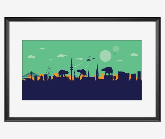 Hamburg Skyline print, Star Wars inspired print