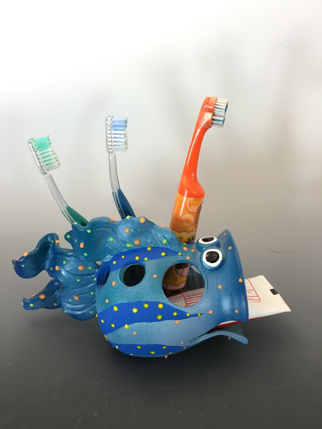 Toothbrush Holder Fish Toothbrush Holder by PondScumCeramics