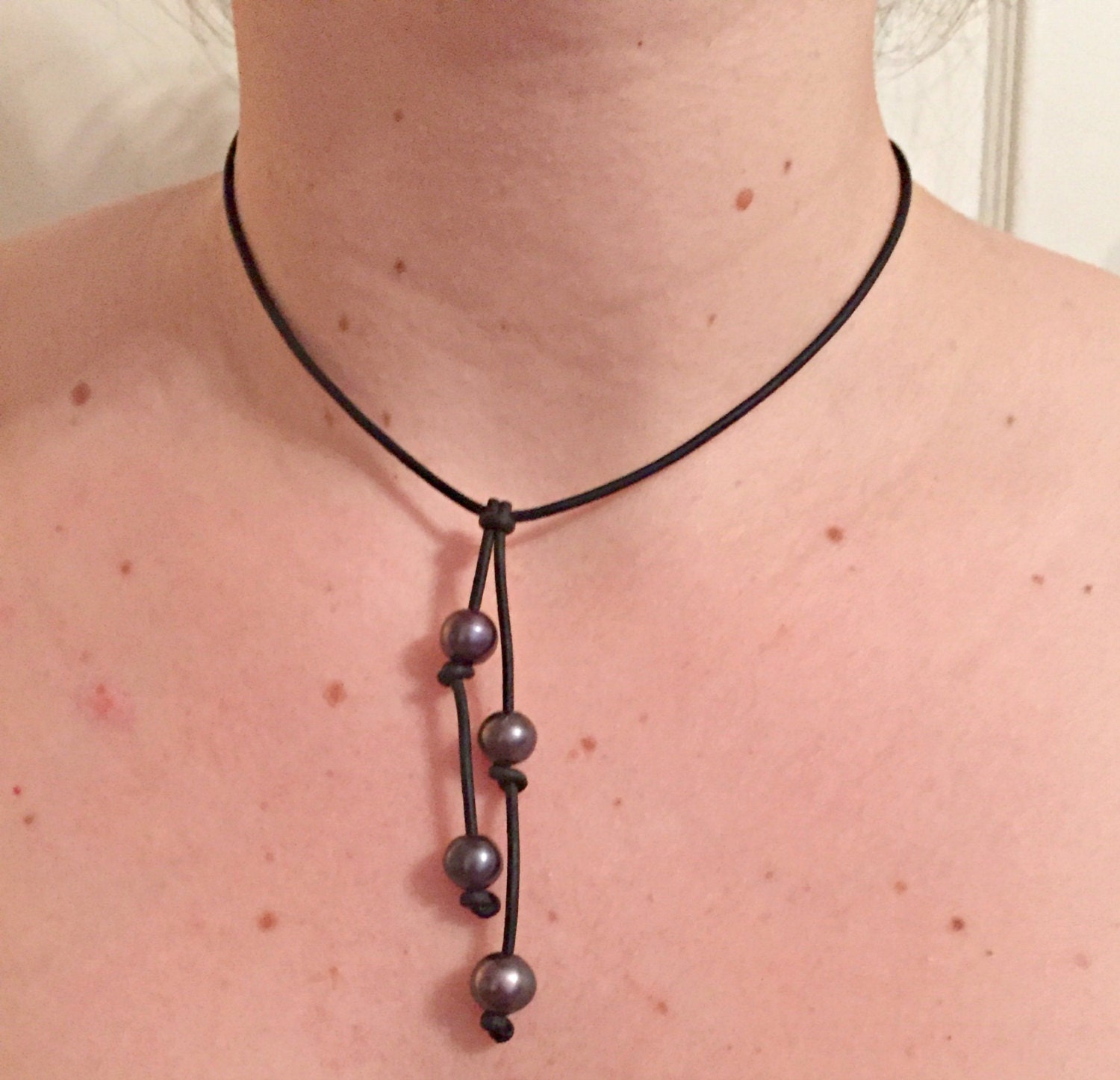 Black pearl choker 4 pearl necklace tassel necklaceboho