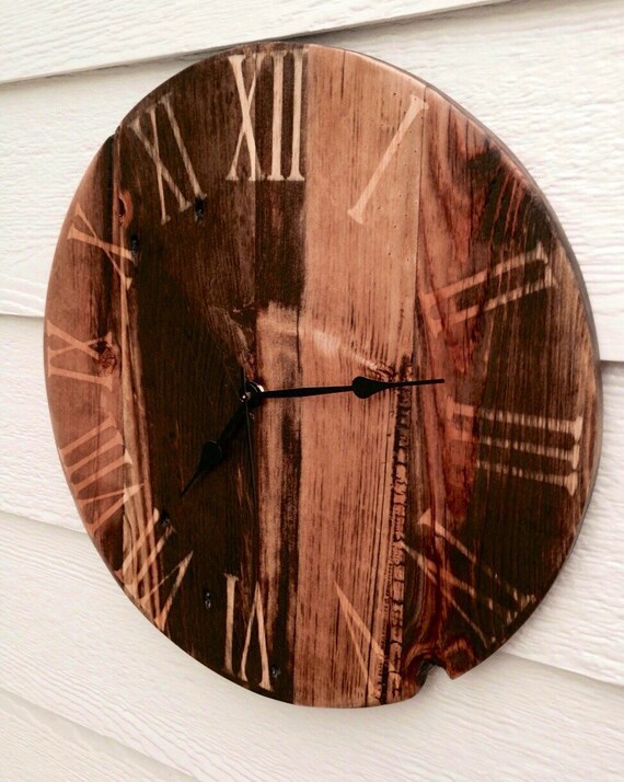 Rustic Barn Wood Clock Large Roman Numeral by TheRusticPalette