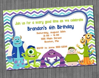 Items similar to Monster University Birthday Party Invitation - Digital ...