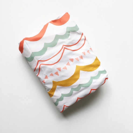 Crib Sheet Summer Bunting. Fitted Crib Sheet. Baby Bedding.