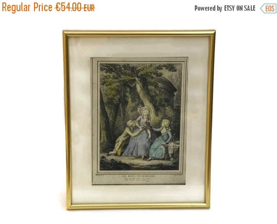 ON SALE Antique French Romantic Engraving. by LeBonheurDuJour