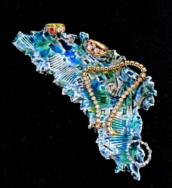 Ceramic Wave Jewelry Tray Jewelry Tray Ring by RobinRoseWaves