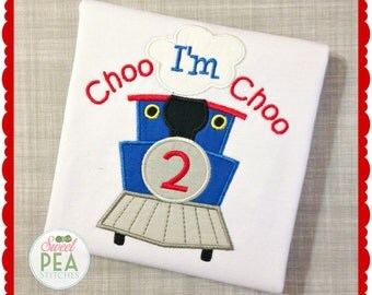 Choo Choo Train Birthday shirt - Thomas The train shirt - boys birthday - applique birthday shirt - Thomas the tank engine birthday -