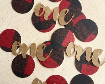 Lumberjack Party Confetti, Lumberjack First Birthday Decor, Rustic One Confetti, Plaid Confetti, One Confetti, Lumberjack Party Decor