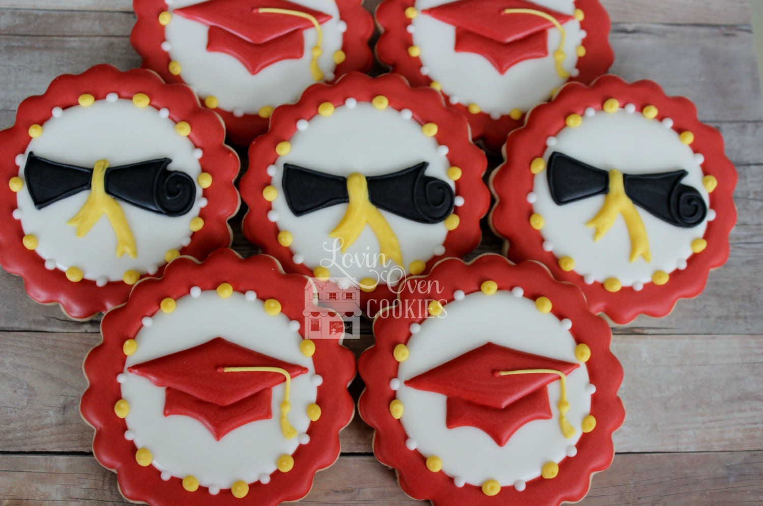 Graduation Cap &amp; Diploma Decorated Cookies 1 dozen Party