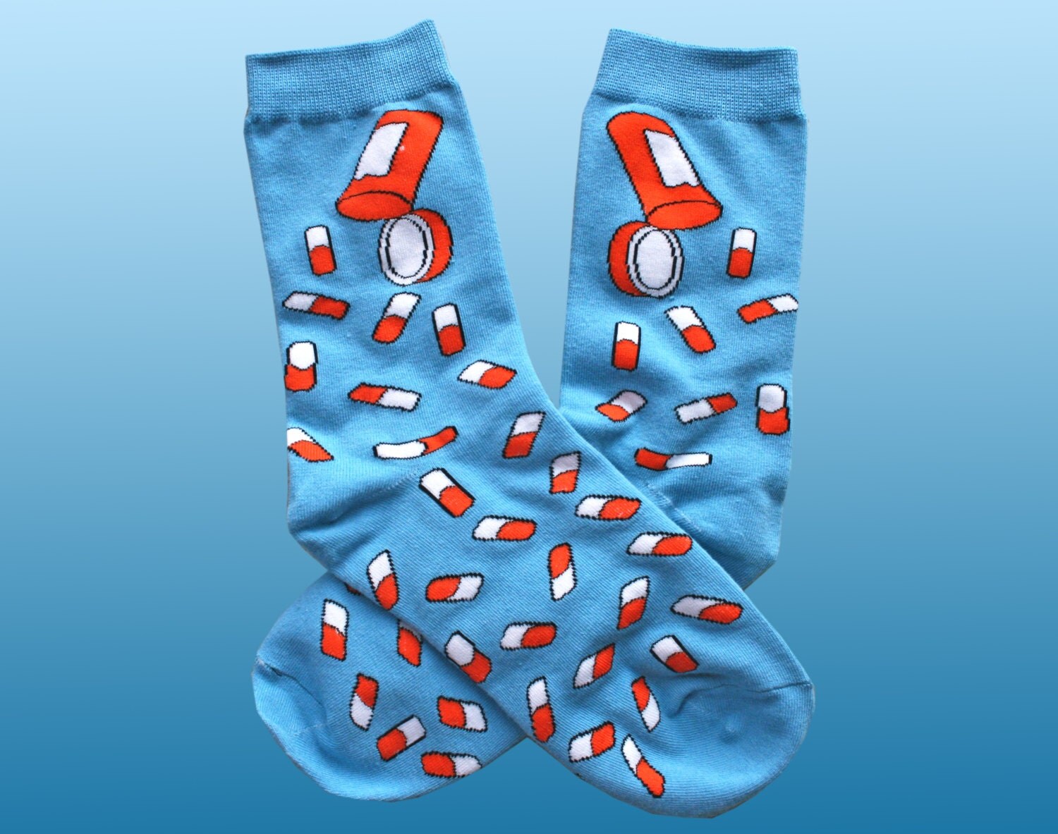 PILL SOCKS // Vaporwave Cyber Punk Blue Cute Kawaii