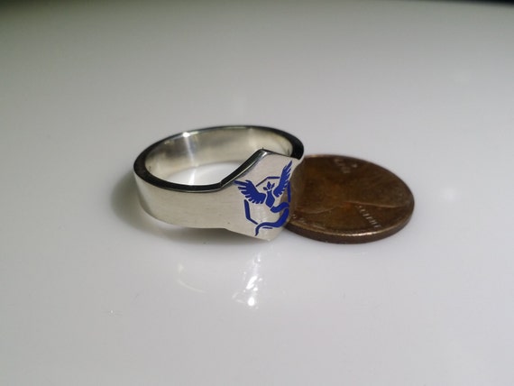 Sterling Sliver Pokemon Go Colored Team Rings Team Valor, Team Instinct, Team Mystic Unisex Ring