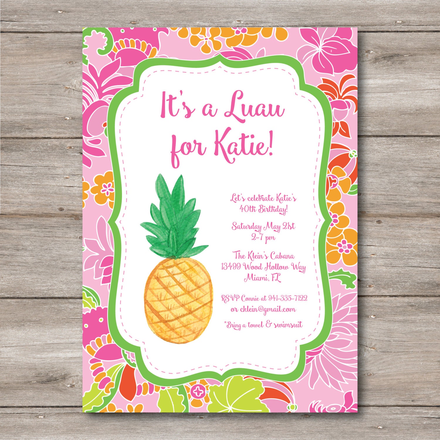  Luau Invitation with Editable Text to Print at Home DIY Luau 