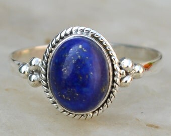 Lapis Lazuli Ring,Blue ring - Lapis ring,Bezel Set ring Gift for her Lapis Lazuli stone,Solid 925 Sterling Silver Ring US Size 5 6 7 8 9 10