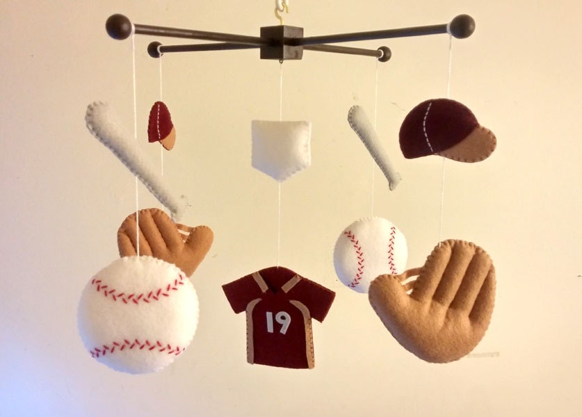 Baby crib mobile Felt mobile Baby mobile Baseball mobile
