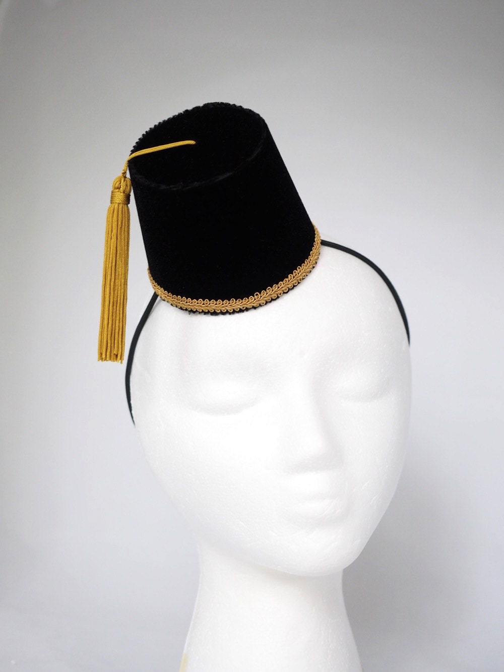 Velvet Fez Hat Black Mini Fez Hat Tassel Hat Dr Who Fez Hat