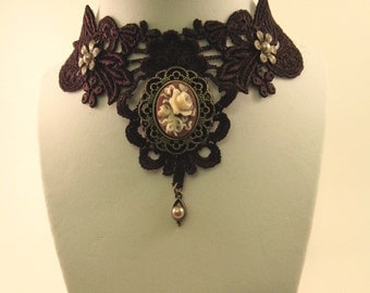Brown Lace Victorian Style Choker