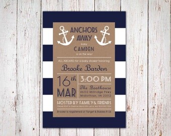 Anchors Away - Nautical Baby Shower Invitation