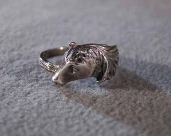 Vintage Sterling Silver Horse Head Ring, Size 7 Jewelry **RL