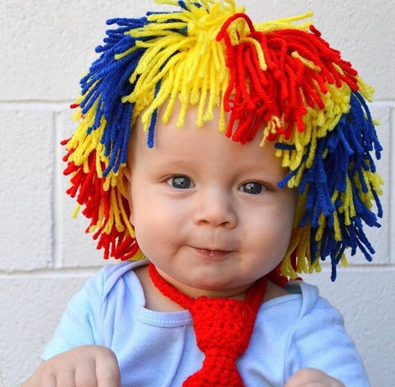 Clown Wig Rainbow multicolored or solid colored clown