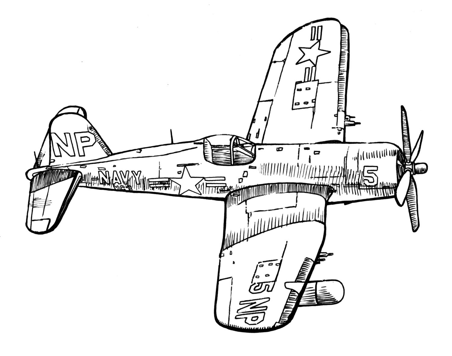 War plane style vintage airplane ink drawing clipart ready for